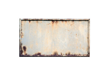 Rusty old iron plate isolated on a white background.