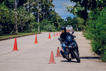 motorcycle test drive safely using a helmet