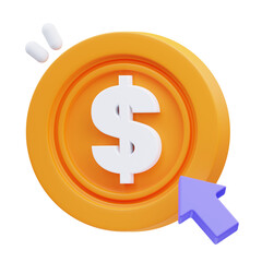 3d rendering of pay-per-click coin icon illustration