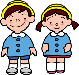 安全帽をかぶった園児
