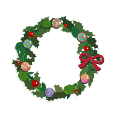 Christmas wreath with holly berries