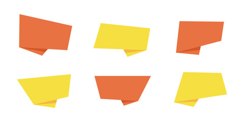 Color isolated discount tag set, web paper fold style price sticker, flat rectangle promotion label, horizontal festive sale offer, abstract geometric promo banner collection, vector illustration