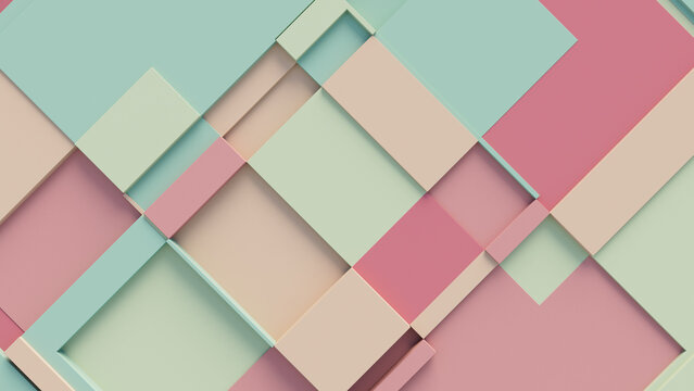 Pastel Colored Tech Background with a Geometric 3D Structure. Clean, Minimal design with Simple Futuristic Forms. 3D Render.