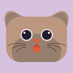Fototapeta premium Square Faces Cat Emoticon Kawaii Cute