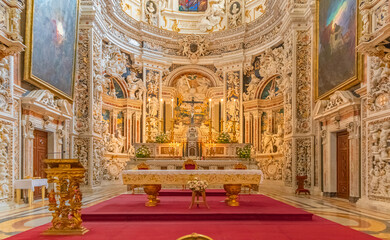 Vue de l'int&eacute;rieur de l'&Eacute;glise du Ges&ugrave; de Palerme, Sicile.
