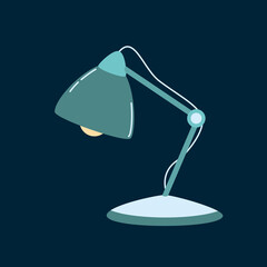 Table lamp icon for desk, bedroom and hallway. Home and office lighting. Interior design elements. Flat vector cartoon illustration, clipart.