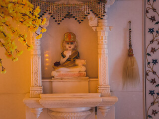 Bangalore, India 29th August 2022:  Beautiful Interior decoration and designs in a Jain temple....