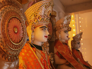 Bangalore, India 29th August 2022:  Beautiful Interior decoration and designs in a Jain temple....