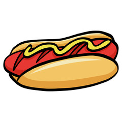 Hotdog Drawing Doodle Line Art Cartoon Illustration Template Icon