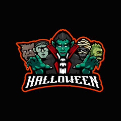 Halloween Mascot Logo Design Illustration