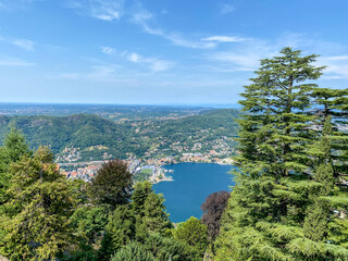 Lake Como, Italy - July 4, 2022: Aerial and lakeside views of the old town of Lake Como, Italy
