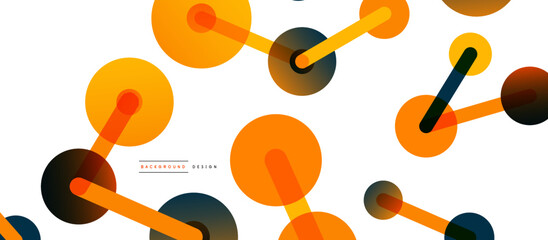 Abstract background. Round dots connected by lines. Trendy techno business template for wallpaper, banner, background or landing