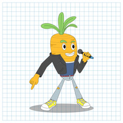 carrot cartoon singing rock and roll design illustration mascot