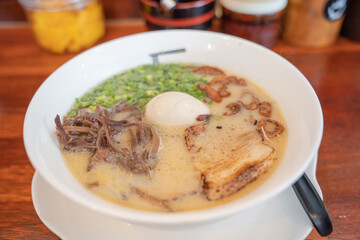 Japanese ramen with a strong taste of soup