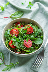 Vegan food: healthy fresh vegetables salad