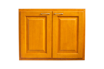 wooden cabinet doors isolated on white background with clipping path.
