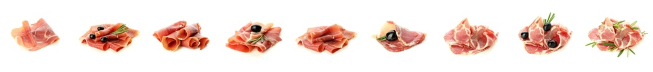 Set of jamon isolated on white background