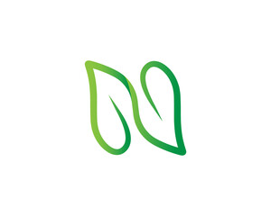 Initial Letter N Leaf Logo Concept icon sign symbol Design Element Line Art Style. Spa, Herbal, Natural, Ecology Logotype. Vector illustration template