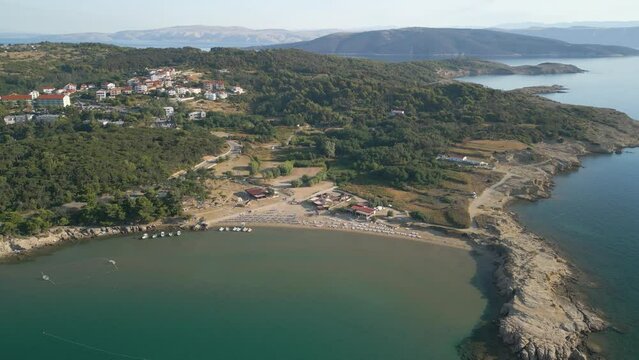 Rab island  aerial images of the beach in croatia lopar islands area