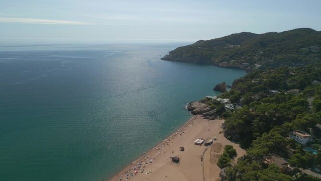 Aerial images with drone on the Costa Brava of Spain Catalonia, beach in Pals sa riera
