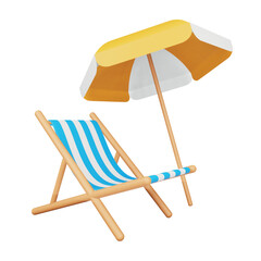 Beach umbrella 3d rendering isometric icon.