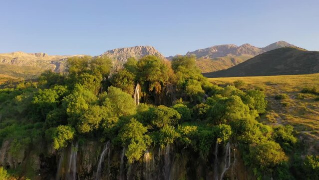 Girlevik Waterfall. Summer season. Girlevik Village Caglayan Subdistrict, Erzincan, Turkey