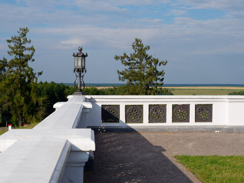 beautiful white brick fence parapet around the estate