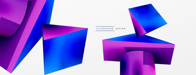 Metallic 3d shape vector geometric background. Trendy techno business template for wallpaper, banner, background or landing