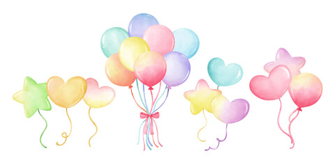 Draw collection pastel balloons for party birthday © anchalee