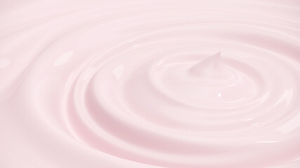 Extreme Closeup strawberry Milk cream swirl clean ripple. texture concept for food and drink , cosmetics concept idea. 3d render. Selective focus.