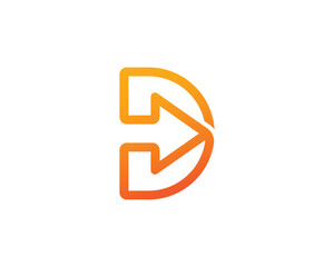 Initial Letter D Arrow Logo Concept icon sign symbol Design Element Line Art Style. Marketing, Logistic, Business Logotype. Vector illustration template 