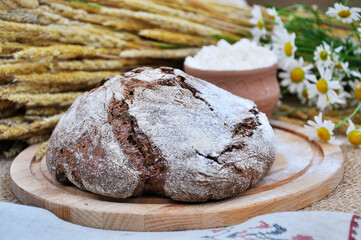wheat and bread on the table