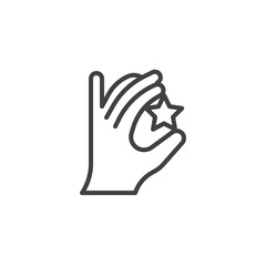Hand with star line icon