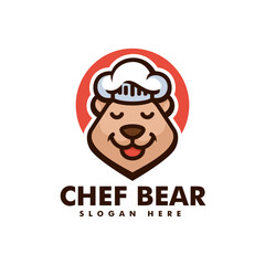 Vector Logo Illustration Chef Bear Mascot Cartoon Style.