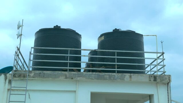 Residential Water Storage Tanks. Wide View