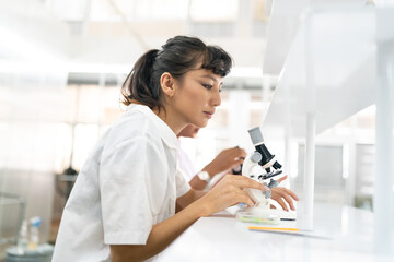 The scientist doctor created a vaccine against the coronavirus.Coronavirus 2019-nCoV Blood Sample. virus outbreaking.Technician holding blood tube test in the research laboratory