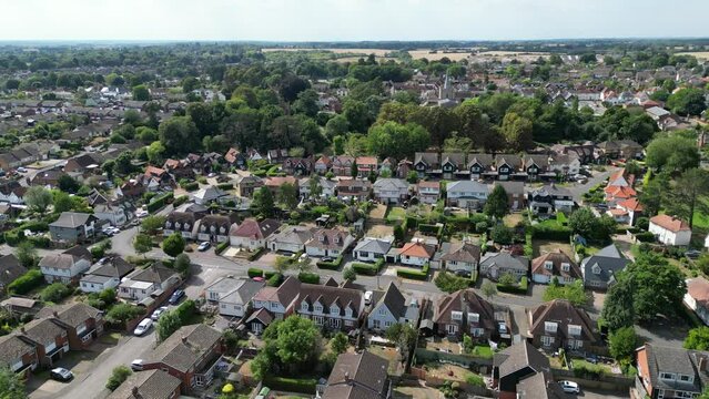 Streets and roads Sawbridgeworth town Hertfordshire UK aerial view,