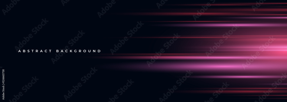 Poster Black modern wide abstract technology background with glowing high-speed and movement light effect. Vector illustration