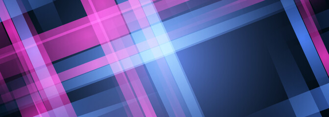 Blue and pink abstract background. Dark blue and pink modern abstract wide banner with geometric shapes. Vector illustration