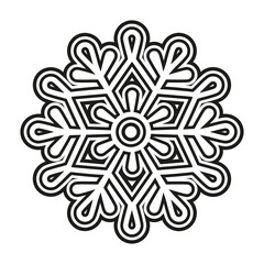 Vector winter logo design. Black and white snowflake