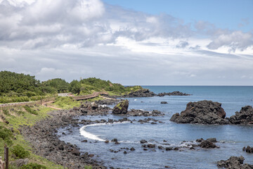 Jeju Island's Beautiful Blue Sea Scenery