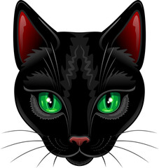 Portrait de chat noir aux yeux verts fascinants