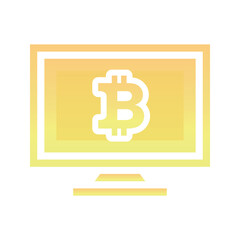 monitor bitcoin logo gradient design template icon element