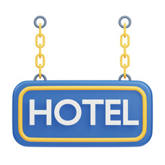 Hotel signboard 3d rendering isometric icon.