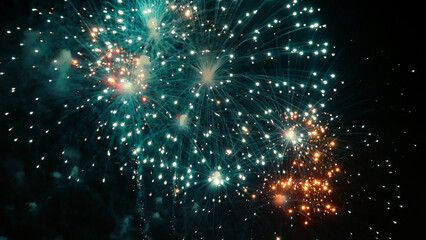 Green Firework celebrate anniversary happy new year 2023, 4th of july holiday festival. Green...