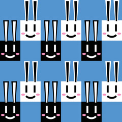 Happy rabbits graphic in pattern design.  Suitable for wallpaper, textile print and decoration art.