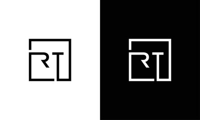 Outstanding professional elegant trendy awesome artistic black and white color TR RT initial based Alphabet icon logo.