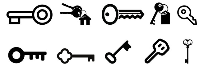 key icon collection. flat style vector illustration set. 
