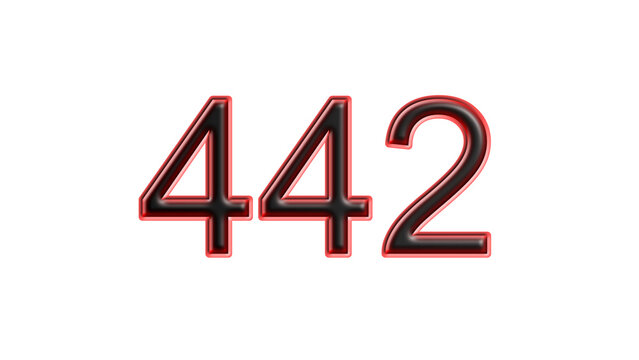 red 442 number 3d effect white background