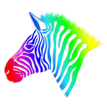 color stripes zebra head animal symbol design 